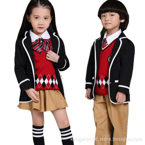 Cotton Plaid Kindergarten School Kids Uniform Design